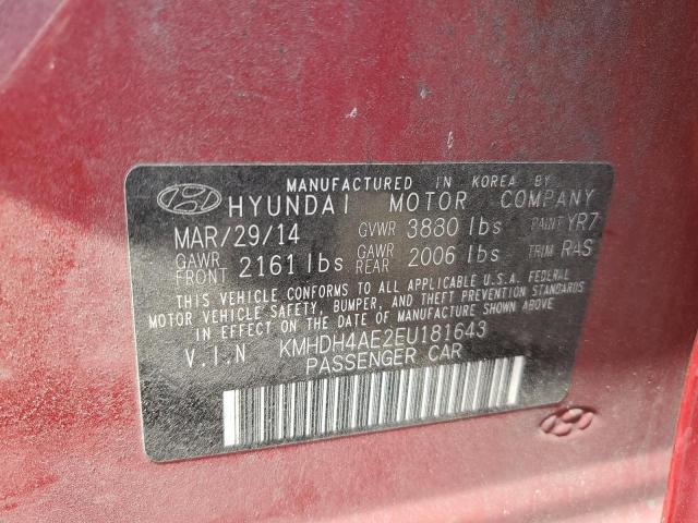 KMHDH4AE2EU181643 Hyundai ELANTRA SE