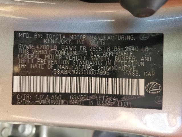 58ABK1GG3GU007995 Lexus ES 350