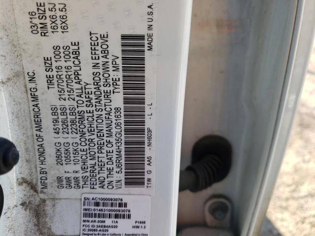 5J6RM4H35GL061638 Honda CR-V LX