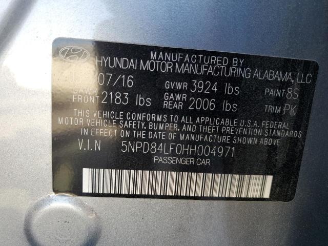 5NPD84LF0HH004971 Hyundai ELANTRA SE