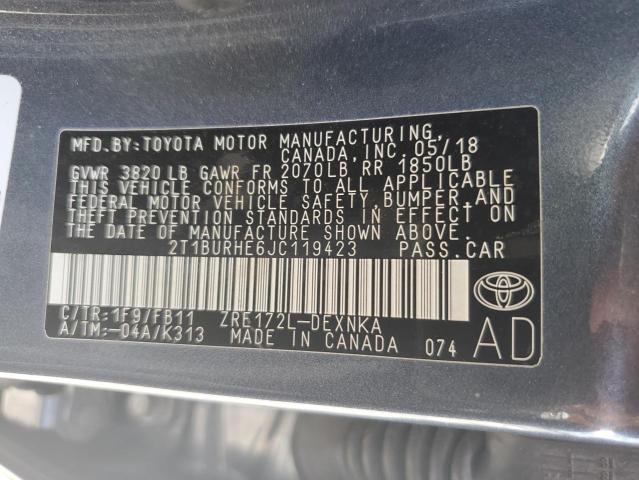 2T1BURHE6JC119423 Toyota COROLLA L