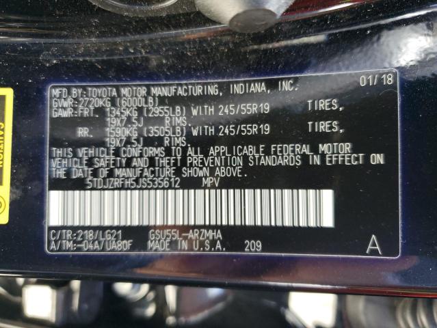 5TDJZRFH5JS535612 Toyota Highlander