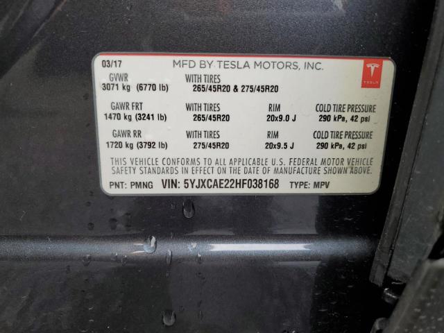 5YJXCAE22HF038168 Tesla MODEL X