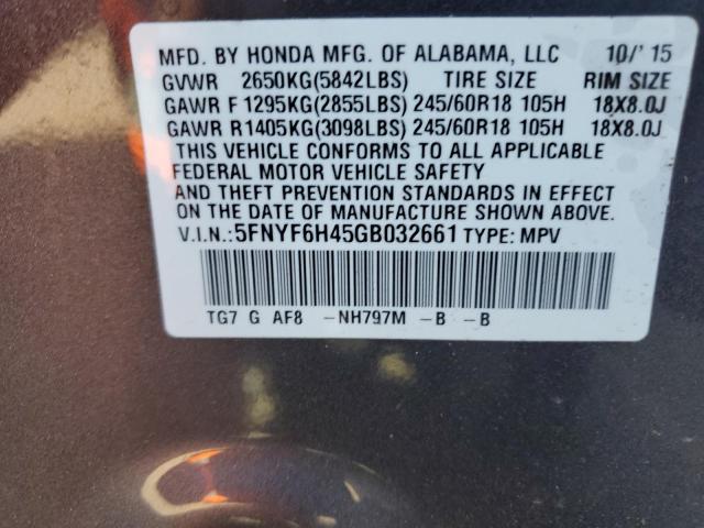 5FNYF6H45GB032661 Honda Pilot Ex