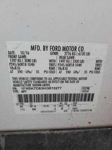 1FM5K7D83HGB15277 Ford EXPLORER XLT