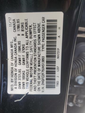 2HGFC2F79JH513893 Honda CIVIC EX