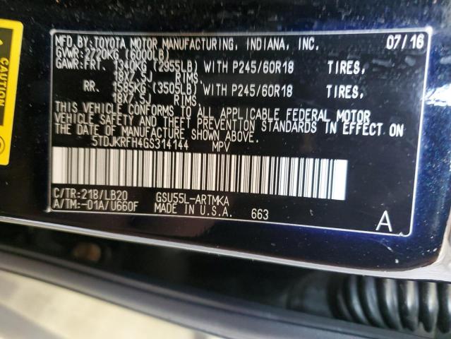 5TDJKRFH4GS314144 Toyota Highlander