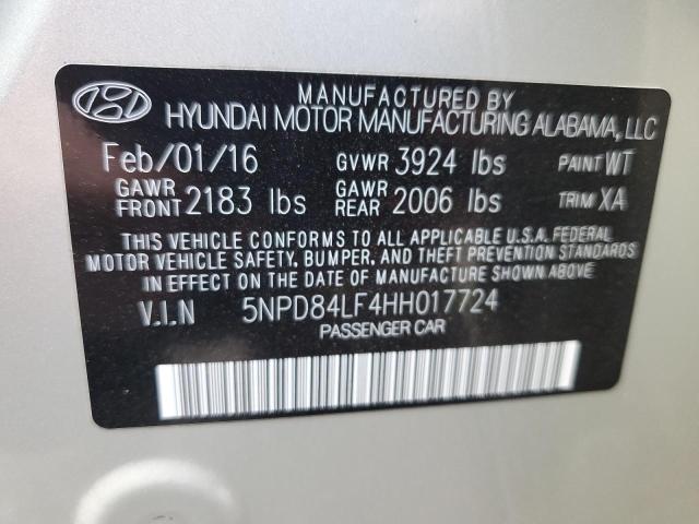 5NPD84LF4HH017724 Hyundai ELANTRA SE