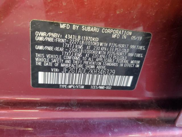JF2GTADC2KH346329 Subaru Crosstrek