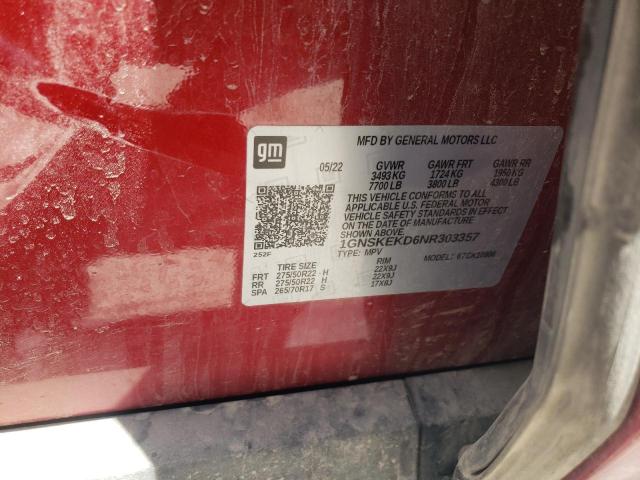 1GNSKEKD6NR303357 Chevrolet SUBURBAN K