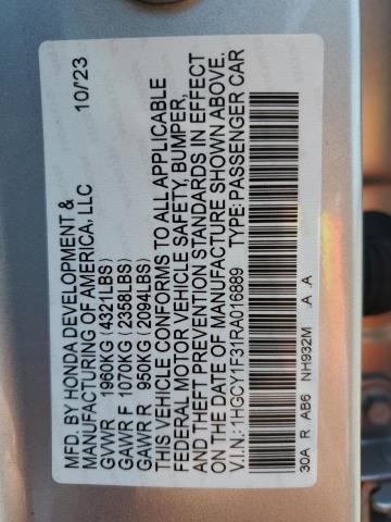 1HGCY1F31RA016889 Honda ACCORD EX