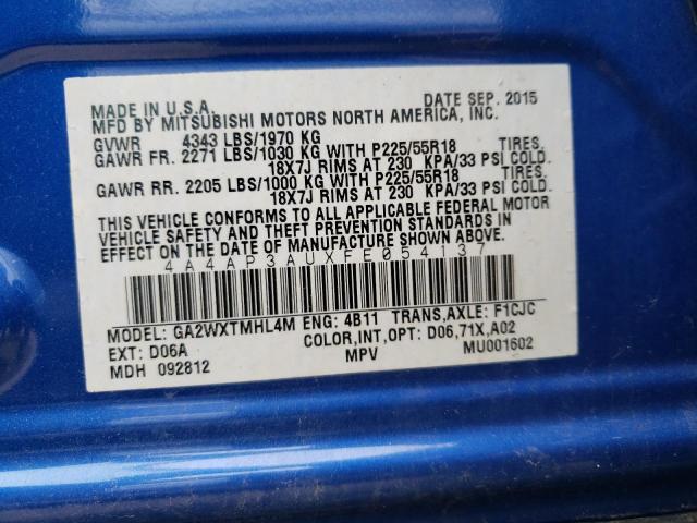 4A4AP3AUXFE054137 Mitsubishi Outlander Sport Es