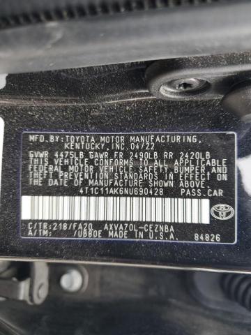 4T1C11AK6NU690428 Toyota CAMRY LE