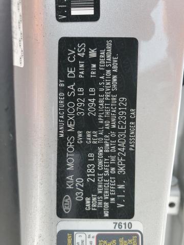 3KPF24AD3LE239129 KIA FORTE FE