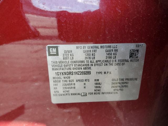 1GYKNDRS1HZ269289 Cadillac XT5 LUXURY
