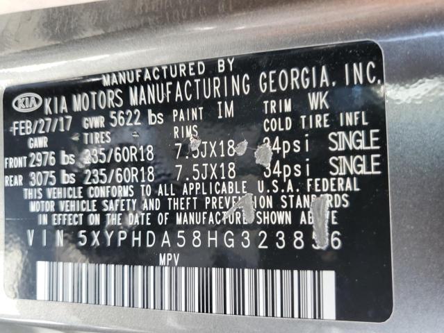 5XYPHDA58HG323856 KIA SORENTO EX