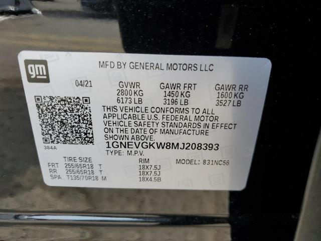1GNEVGKW8MJ208393 Chevrolet TRAVERSE L