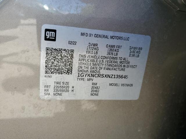 1GYKNCRSXNZ135645 Cadillac Xt5 Premium Luxury