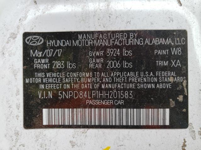 5NPD84LF1HH201583 Hyundai ELANTRA SE