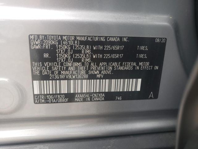 2T3G1RFV9LW136288 Toyota RAV4 LE