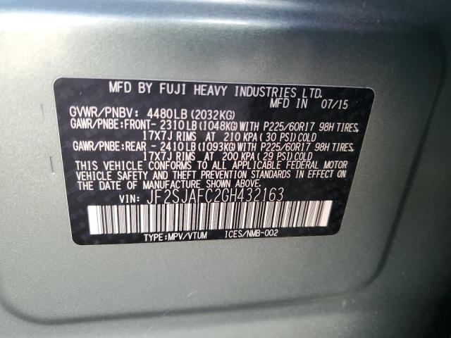 JF2SJAFC2GH432163 Subaru FORESTER 2