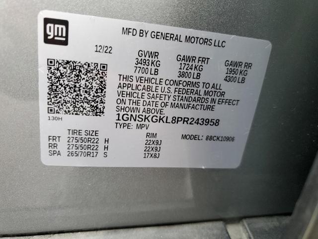1GNSKGKL8PR243958 Chevrolet Suburban K1500 High Country