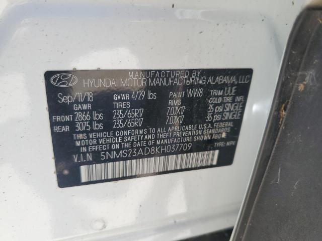 5NMS23AD8KH037709 Hyundai Santa Fe Se