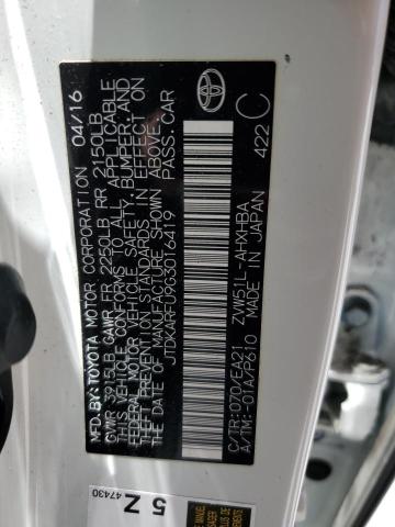 JTDKARFU9G3016419 Toyota Prius
