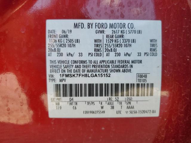 1FMSK7FH8LGA15152 Ford EXPLORER L