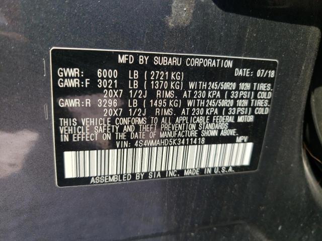 4S4WMAHD5K3411418 Subaru Ascent Premium