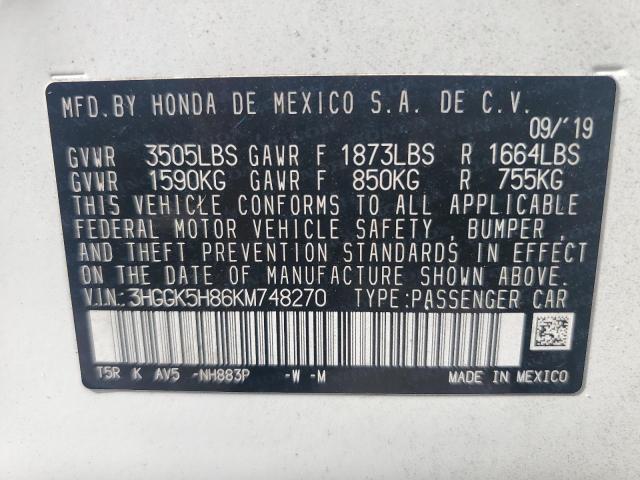 3HGGK5H86KM748270 Honda FIT EX