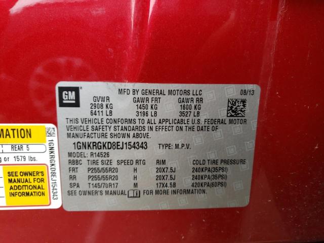 1GNKRGKD8EJ154343 Chevrolet Traverse Lt
