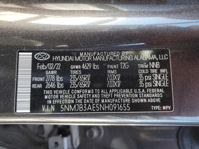 5NMJB3AE5NH091655 Hyundai TUCSON SEL