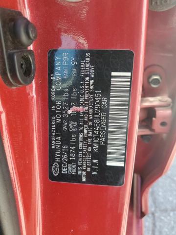 KMHCT4AE8HU280451 Hyundai ACCENT SE