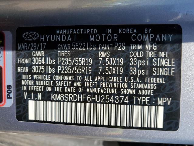 KM8SRDHF6HU254374 Hyundai Santa Fe Se Ultimate
