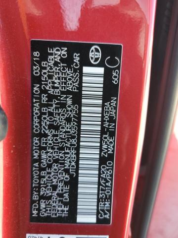 JTDKBRFU8J3597755 Toyota Prius