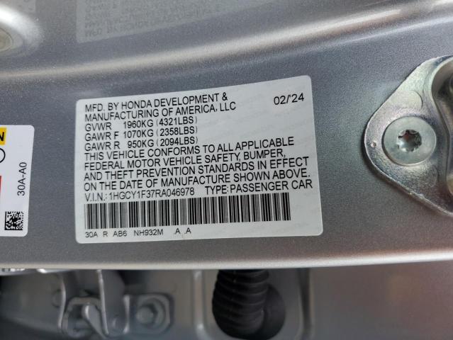 1HGCY1F37RA046978 Honda ACCORD EX