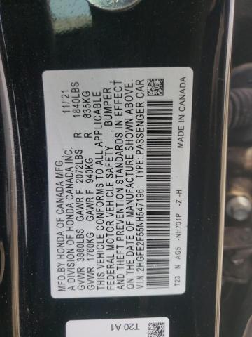 2HGFE2F55NH547196 Honda Civic Sport