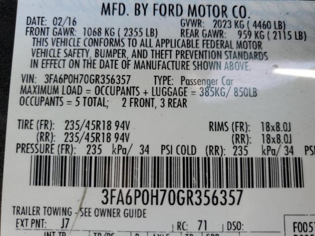 3FA6P0H70GR356357 Ford FUSION SE
