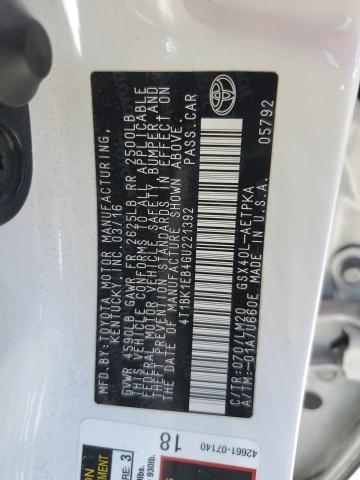 4T1BK1EB4GU221392 Toyota AVALON XLE