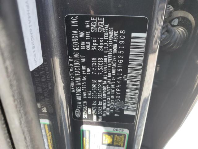 5XYPH4A16HG251908 KIA SORENTO EX