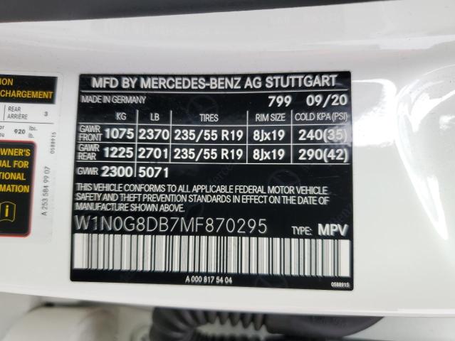 W1N0G8DB7MF870295 Mercedes-Benz GLC 300