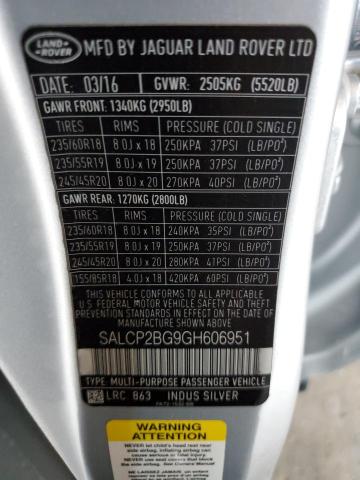 SALCP2BG9GH606951 Land Rover Discovery Sport Se