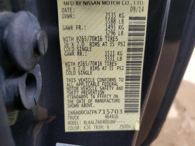 1N6AD0CU2FN715703 Nissan Frontier Sv