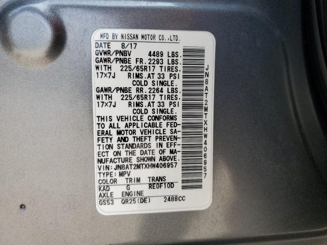 JN8AT2MTXHW406957 Nissan ROGUE S