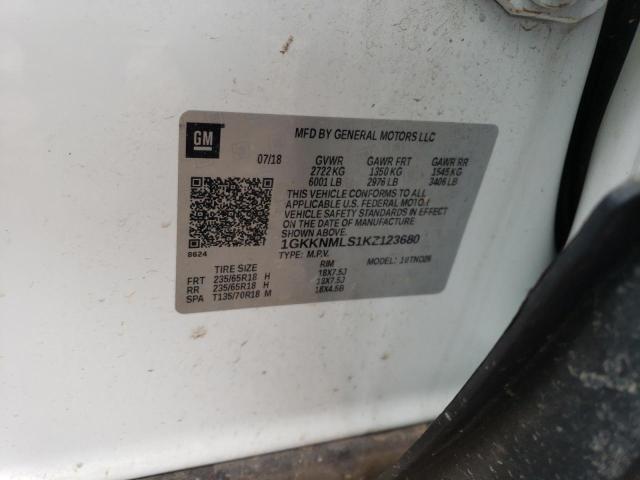 1GKKNMLS1KZ123680 GMC ACADIA SLT