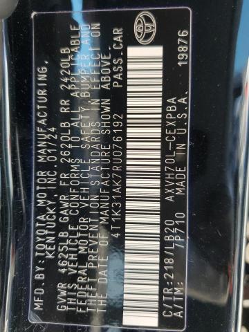 4T1K31AK7RU076192 Toyota CAMRY XSE