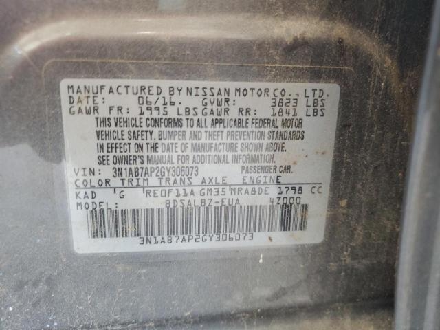 3N1AB7AP2GY306073 Nissan SENTRA S