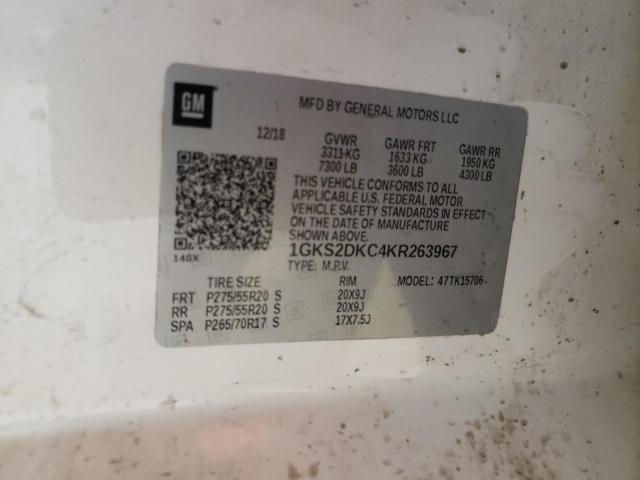 1GKS2DKC4KR263967 GMC YUKON SLT