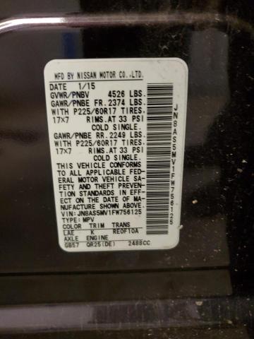 JN8AS5MV1FW756125 Nissan Rogue Select S